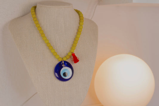 evil eye jumbo olive necklace